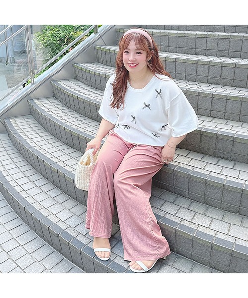 GOLDJAPAN(ゴールドジャパン)の「リラックスワイドパンツ(その他パンツ・レディース・ブルー/ベージュ/ピンク・LL/3L/4L/5L)」の7枚目の写真