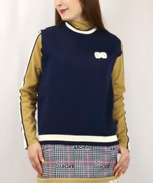 <LADIES>バイカラークルーネックニットベスト【2024年秋冬】