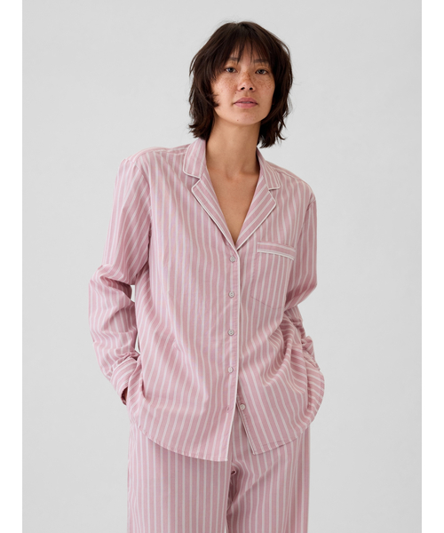 GAP(ギャップ)の「MadeSoft ポプリン パジャマシャツ(ルームウェア/パジャマ・レディース・ブルー/グリーン/ピンク/ライトグリーン/ホワイト×ネイビー/マルチ/ライトインディゴブルー・XS/S/M/XXS/L)」の6枚目の写真