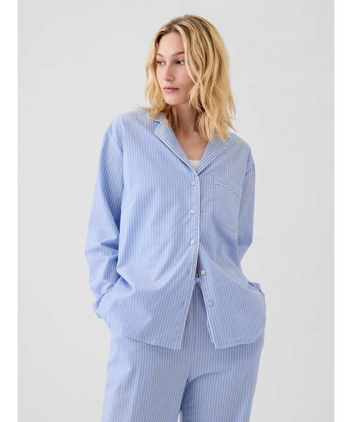GAP(ギャップ)の「MadeSoft ポプリン パジャマシャツ(ルームウェア/パジャマ・レディース・ブルー/グリーン/ピンク/ライトグリーン/ホワイト×ネイビー/マルチ/ライトインディゴブルー・XS/S/M/XXS/L)」の5枚目の写真
