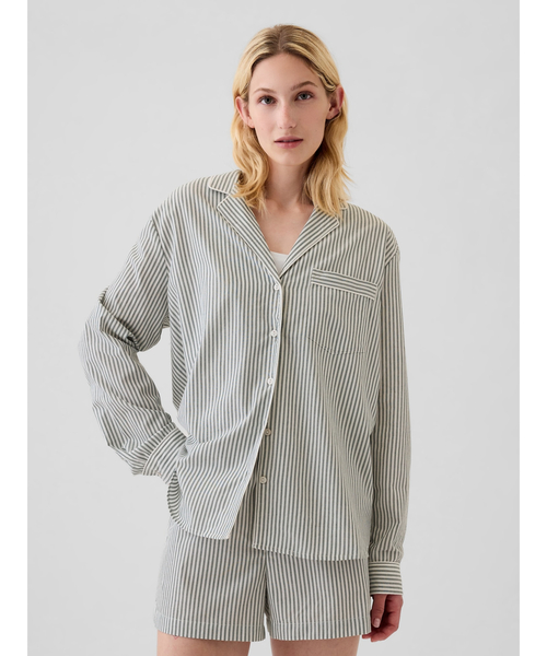 GAP(ギャップ)の「MadeSoft ポプリン パジャマシャツ(ルームウェア/パジャマ・レディース・ブルー/グリーン/ピンク/ライトグリーン/ホワイト×ネイビー/マルチ/ライトインディゴブルー・XS/S/M/XXS/L)」の3枚目の写真
