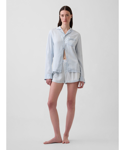 GAP(ギャップ)の「MadeSoft ポプリン パジャマシャツ(ルームウェア/パジャマ・レディース・ブルー/グリーン/ピンク/ライトグリーン/ホワイト×ネイビー/マルチ/ライトインディゴブルー・XS/S/M/XXS/L)」の9枚目の写真