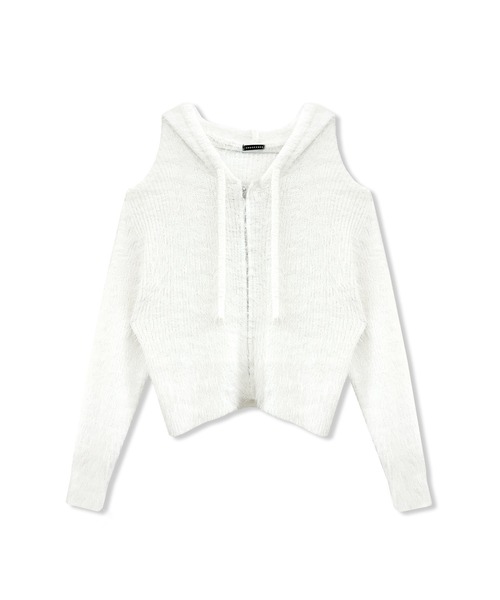 ANDGEEBEE(アンジービー)の「肩開きラメシャギーフーディーニット(ニット/セーター・レディース・ホワイト/ブルー・FREE)」の7枚目の写真