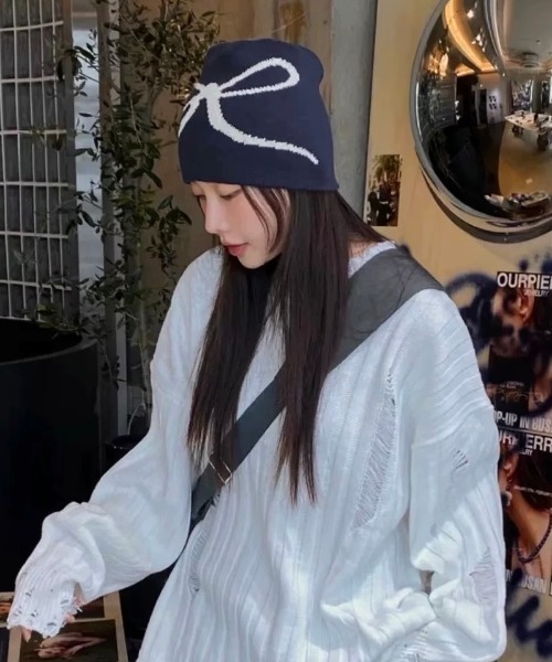 kapital キャピタル ニット帽　ビーニー ロングキャップ ブラック 中古 KAPITAL（キャピタル） カリカリ綿ニットビーニー コットンニット