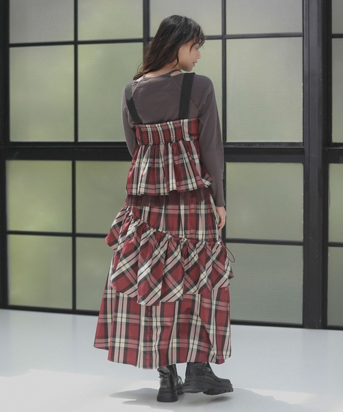 Sugar spoon（シュガースプーン）の「・SUGAR　SPOON　チェックペプラムビスチェ（ベスト・レディース・ブルー/ボルドー・FREE）」の5枚目の写真