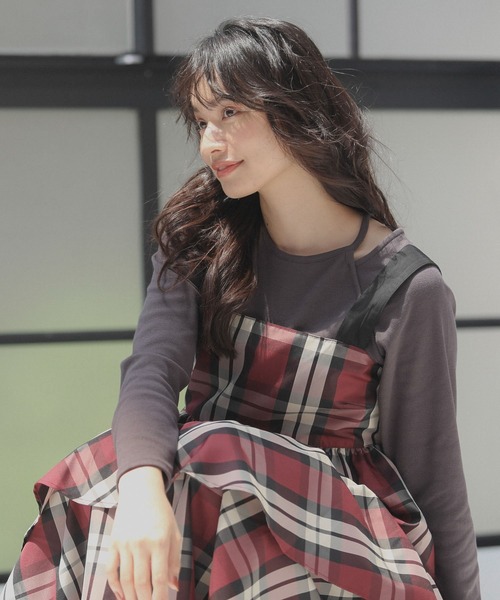 Sugar spoon（シュガースプーン）の「・SUGAR　SPOON　チェックペプラムビスチェ（ベスト・レディース・ブルー/ボルドー・FREE）」の9枚目の写真