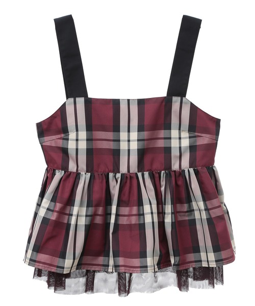 Sugar spoon（シュガースプーン）の「・SUGAR　SPOON　チェックペプラムビスチェ（ベスト・レディース・ブルー/ボルドー・FREE）」の10枚目の写真