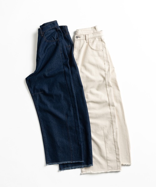 Adoon plain(アドーンプレーン)の「WIDE CURVED DENIM PANTS / ワイドカーブデニムパンツ(デニムパンツ・メンズ・キナリ/インディゴブルー・MEDIUM/LARGE)」の12枚目の写真