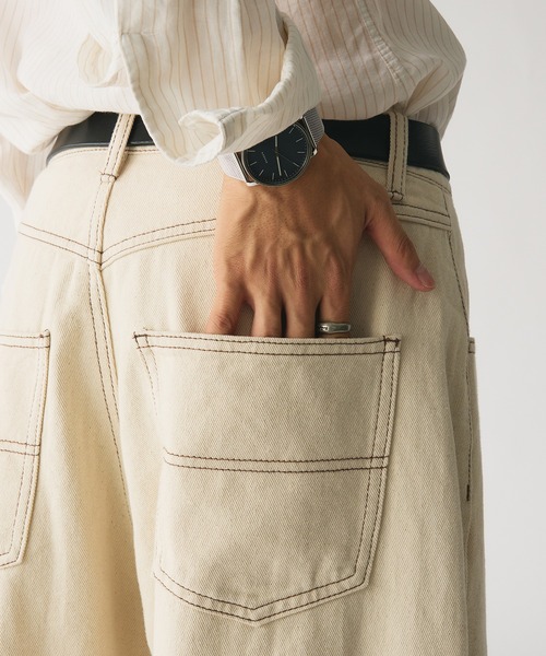 Adoon plain(アドーンプレーン)の「WIDE CURVED DENIM PANTS / ワイドカーブデニムパンツ(デニムパンツ・メンズ・キナリ/インディゴブルー・MEDIUM/LARGE)」の19枚目の写真