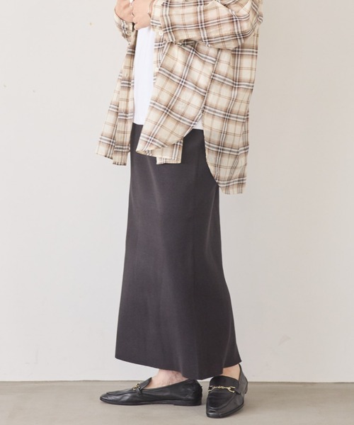 AMERICAN HOLIC（アメリカンホリック）の「ミラノリブニットタイトスカート（スカート・レディース・アイボリー/ブラック/ブルーグリーン/杢グレー・S/L/M）」の5枚目の写真