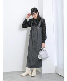 Samansa Mos2 blue | 【ECO DENIM】ジャンスカ(ワンピース)