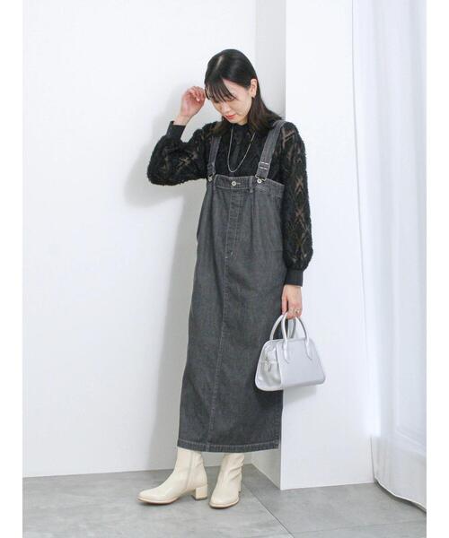 Samansa Mos2 blue（サマンサモスモスブルー）の「【ECO DENIM】ジャンスカ（ワンピース・レディース・ブルー/ネイビー/チャコールグレー・F）」の2枚目の写真