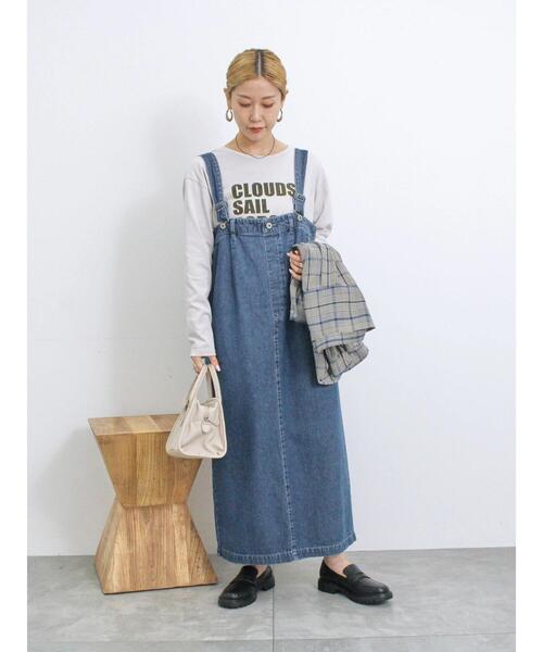 Samansa Mos2 blue（サマンサモスモスブルー）の「【ECO DENIM】ジャンスカ（ワンピース・レディース・ブルー/ネイビー/チャコールグレー・F）」の15枚目の写真