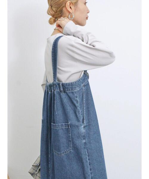 Samansa Mos2 blue（サマンサモスモスブルー）の「【ECO DENIM】ジャンスカ（ワンピース・レディース・ブルー/ネイビー/チャコールグレー・F）」の17枚目の写真
