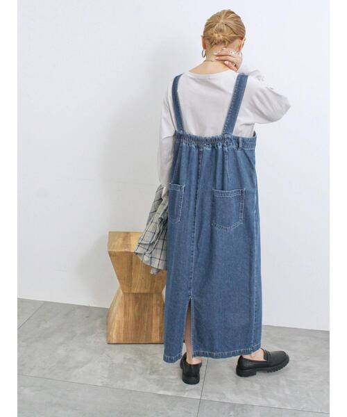 Samansa Mos2 blue（サマンサモスモスブルー）の「【ECO DENIM】ジャンスカ（ワンピース・レディース・ブルー/ネイビー/チャコールグレー・F）」の19枚目の写真