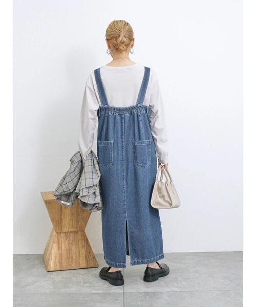 Samansa Mos2 blue（サマンサモスモスブルー）の「【ECO DENIM】ジャンスカ（ワンピース・レディース・ブルー/ネイビー/チャコールグレー・F）」の20枚目の写真