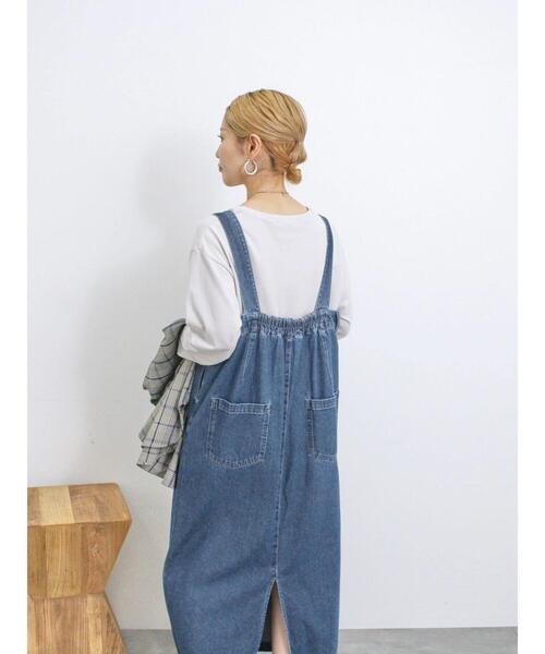 Samansa Mos2 blue（サマンサモスモスブルー）の「【ECO DENIM】ジャンスカ（ワンピース・レディース・ブルー/ネイビー/チャコールグレー・F）」の21枚目の写真