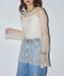 【MAISON BREEZE reveur】モヘア混ニット 透かし編み チュニックPO 31943C333 XNN