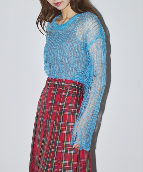 MAISON BREEZE reveur(メゾンブリーズレヴール)の「【MAISON BREEZE reveur】モヘア混ニット 透かし編み チュニックPO 31943C333 XNN(ニット/セーター・レディース・レッド/ブルー/ホワイト・FREE)」の10枚目の写真
