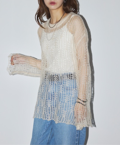 【美品】モヘア混 CABANE de ZUCCa セットアップ 日本製 LOOK使用 CABANE de ZUCCA ニット切替ジップブルゾン