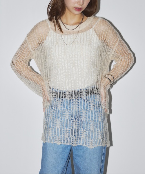 MAISON BREEZE reveur(メゾンブリーズレヴール)の「【MAISON BREEZE reveur】モヘア混ニット 透かし編み チュニックPO 31943C333 XNN(ニット/セーター・レディース・レッド/ブルー/ホワイト・FREE)」の15枚目の写真
