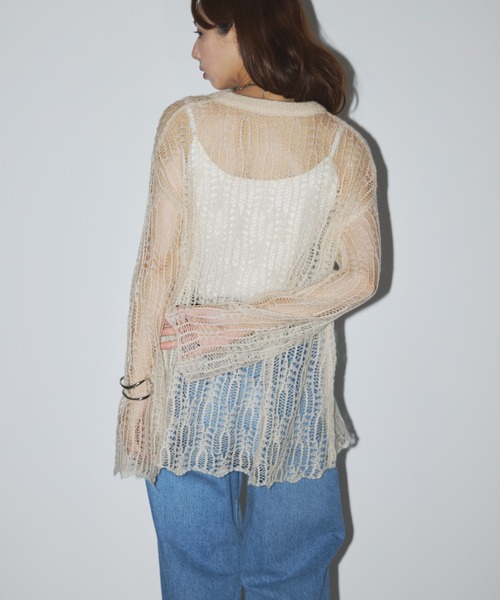 ニット セーター 「MAISON BREEZE reveur」モヘア混ニット 透かし編み チュニックPO 31943C333 XNN レディース セール】メゾンブリーズレヴール MAISON BREEZE reveur モヘア混