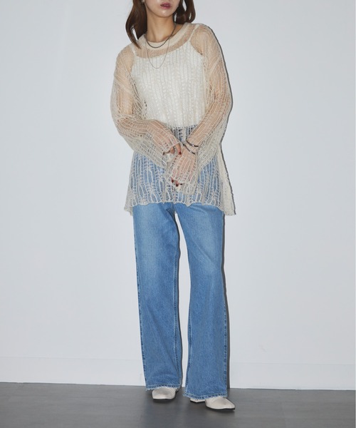 MAISON BREEZE reveur(メゾンブリーズレヴール)の「【MAISON BREEZE reveur】モヘア混ニット 透かし編み チュニックPO 31943C333 XNN(ニット/セーター・レディース・レッド/ブルー/ホワイト・FREE)」の5枚目の写真