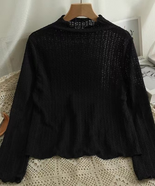 Per sist ence（パーシエンス）の「シアーレースメローハイネックトップス（Tシャツ/カットソー・レディース・ホワイト/ブラック/ベージュ・FREE）」の6枚目の写真