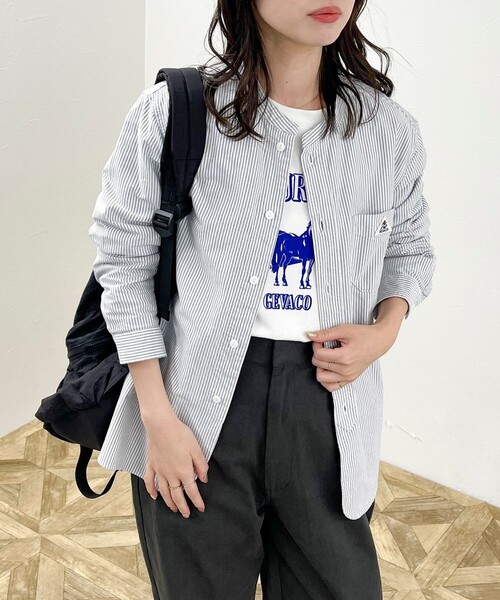 fredy emue（フレディエミュ）の「【GEVACO/ゲバコ】OXバンドカラー長袖シャツ（シャツ/ブラウス・レディース・オフホワイト/ホワイト系その他4/ブルー系その他7/ブラック系その他/ブラック系その他3・38）」の4枚目の写真