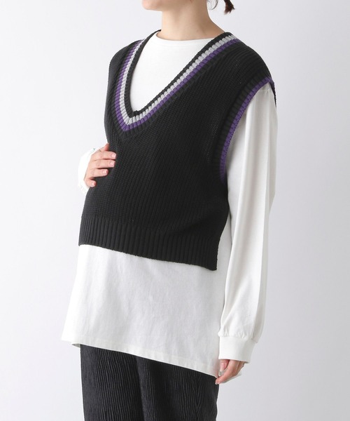 LEPSIM（レプシィム）の「【産前・産後対応】マタニティ／チルデンベストセットチュニック　149138（マタニティウェア/グッズ・レディース・ベージュ/ブラック・FREE）」の4枚目の写真