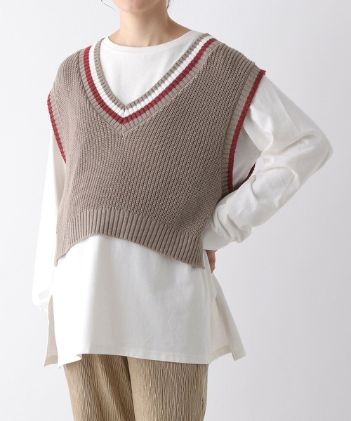 LEPSIM（レプシィム）の「【産前・産後対応】マタニティ／チルデンベストセットチュニック　149138（マタニティウェア/グッズ・レディース・ベージュ/ブラック・FREE）」の8枚目の写真