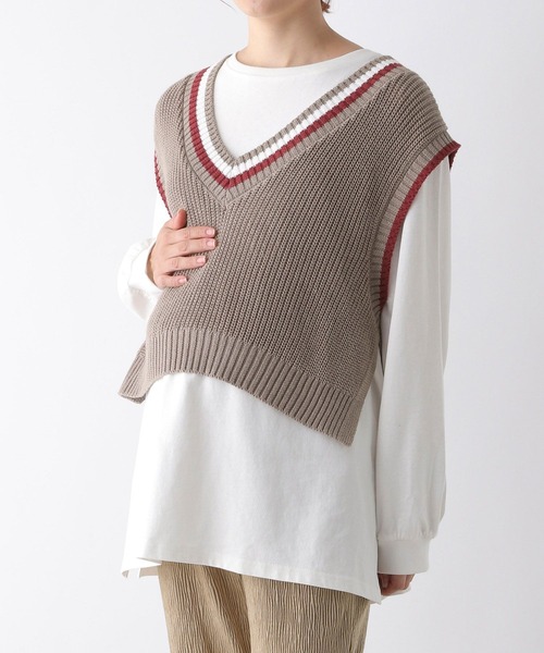 LEPSIM（レプシィム）の「【産前・産後対応】マタニティ／チルデンベストセットチュニック　149138（マタニティウェア/グッズ・レディース・ベージュ/ブラック・FREE）」の9枚目の写真