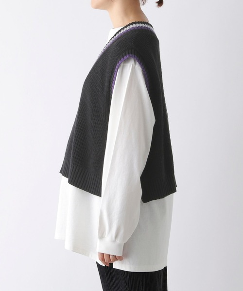 LEPSIM（レプシィム）の「【産前・産後対応】マタニティ／チルデンベストセットチュニック　149138（マタニティウェア/グッズ・レディース・ベージュ/ブラック・FREE）」の14枚目の写真