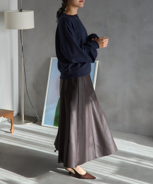 セール】フェイクレザーフレアスカート/セットアップ対応（スカート