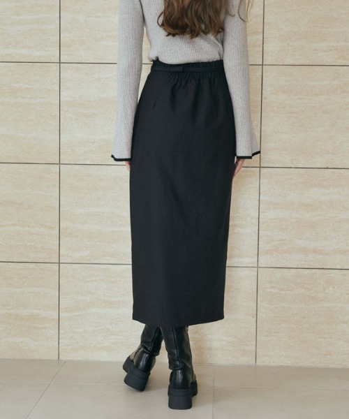 archives（アルシーヴ）の「レイヤードラップタイトスカパン（スカート・レディース・モカ/アイボリー/ブラック・MEDIUM）」の6枚目の写真