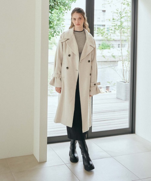 archives（アルシーヴ）の「レイヤードラップタイトスカパン（スカート・レディース・モカ/アイボリー/ブラック・MEDIUM）」の7枚目の写真