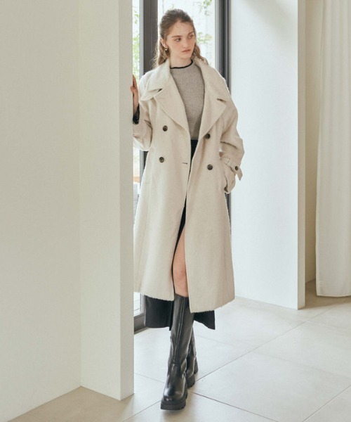 archives（アルシーヴ）の「レイヤードラップタイトスカパン（スカート・レディース・モカ/アイボリー/ブラック・MEDIUM）」の9枚目の写真