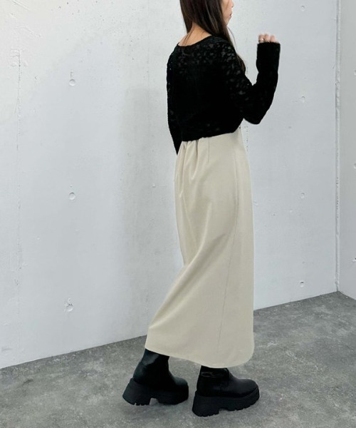 archives（アルシーヴ）の「レイヤードラップタイトスカパン（スカート・レディース・モカ/アイボリー/ブラック・MEDIUM）」の16枚目の写真