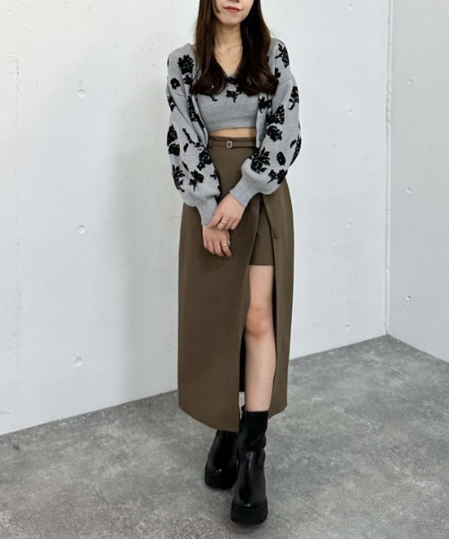 archives（アルシーヴ）の「レイヤードラップタイトスカパン（スカート・レディース・モカ/アイボリー/ブラック・MEDIUM）」の21枚目の写真