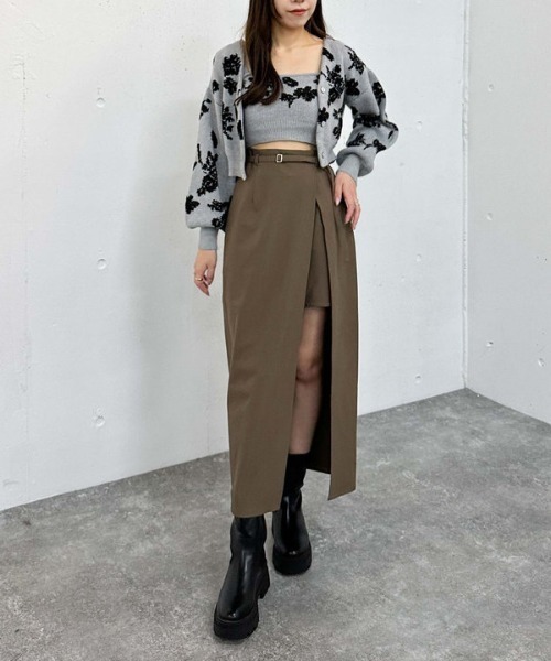 archives（アルシーヴ）の「レイヤードラップタイトスカパン（スカート・レディース・モカ/アイボリー/ブラック・MEDIUM）」の22枚目の写真