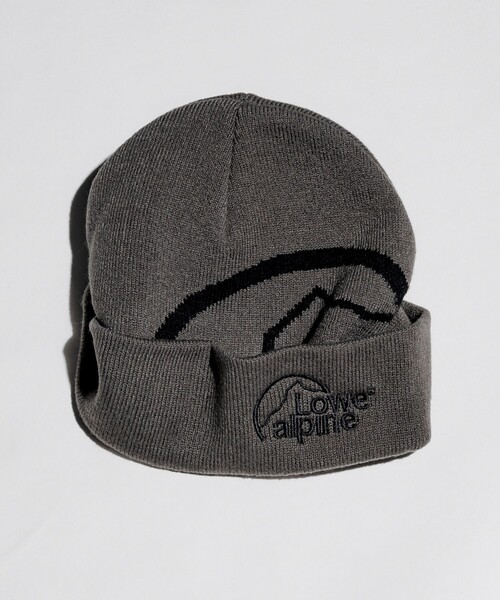 Lowe alpine（ロウアルパイン）の「LOWE ALPINE/ロウアルパイン 別注 LOWE ALPINE LOGO BEANIE/ロゴ ビーニー ニットキャップ（ニットキャップ/ビーニー・メンズ・ネイビー/パープル/ワインレッド/グレー/ブラック・ﾌﾘ-）」の3枚目の写真