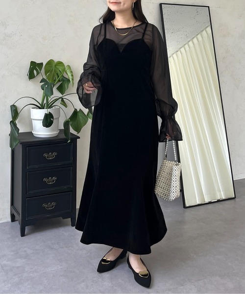 【セール】バックリボンベロアキャミワンピ（ワンピース）｜prose verse（プロズヴェール） 5,156円