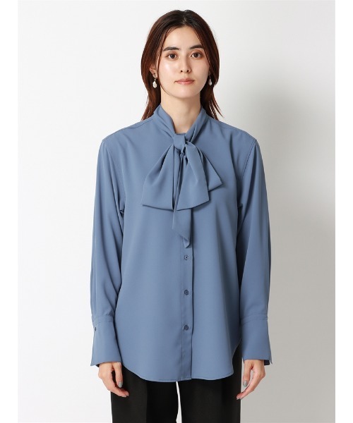SUIT SQUARE（スーツスクエア）の「ボウタイブラウス ソフトジョーゼット 無地（シャツ/ブラウス・レディース・ブラック/カーキ/ブルー・38(9号)）」の6枚目の写真