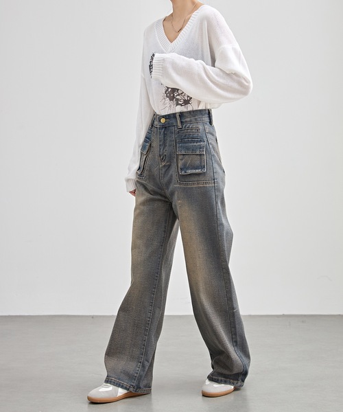 美品※solov デニムパンツ ハイウエスト　サッシュベルト　　サイズ1 セール】ハイウエストフロントZIPベルトデザインスキニーデニム