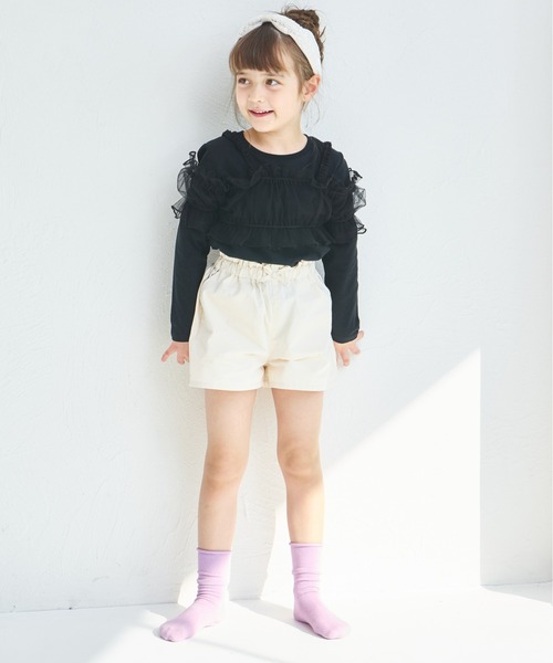 pairmanon（ペアマノン）の「チュールビスチェ付き 2点セット 長袖Tシャツ（Tシャツ/カットソー・キッズ・ホワイト/ベージュ/ブラック・100/110/120/130/140/150/90）」の9枚目の写真