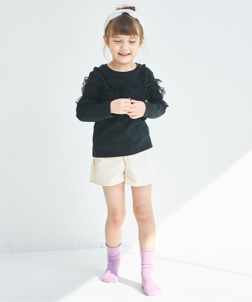 pairmanon（ペアマノン）の「チュールビスチェ付き 2点セット 長袖Tシャツ（Tシャツ/カットソー・キッズ・ホワイト/ベージュ/ブラック・100/110/120/130/140/150/90）」の14枚目の写真