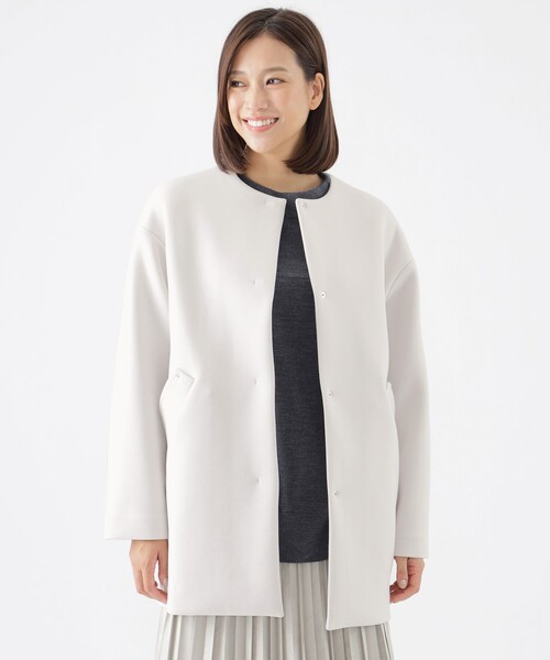 【セール】【STORY掲載】【ウォッシャブル】ベアダンボールノーカラーコート（ノーカラーコート）｜TRANS WORK（トランスワーク）