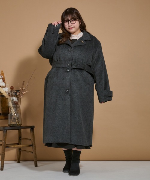 Louiosy(ルオシー)の「【大きいサイズ】チャーム付き2WAYカラーコート(その他アウター・レディース・ベージュ/グレイッシュベージュ/グレー系その他/ダークグレー/ライトグレー/ブラウン・LL/3L/4L)」の3枚目の写真