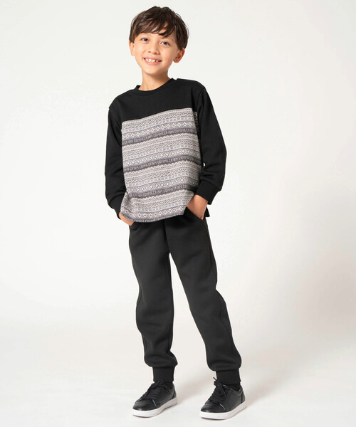 COMME CA ISM(コムサイズム)の「ダンボールニット ジョガーパンツ(スラックス・キッズ・ブラック・140cm/130cm/120cm/110cm/100cm/150cm)」の2枚目の写真