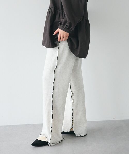 CRAFT STANDARD BOUTIQUE(クラフトスタンダードブティック)の「配色メローパンツ(スウェットパンツ・レディース・カーキ/ブラック/杢グレー/ホワイト系その他・L/M)」の2枚目の写真